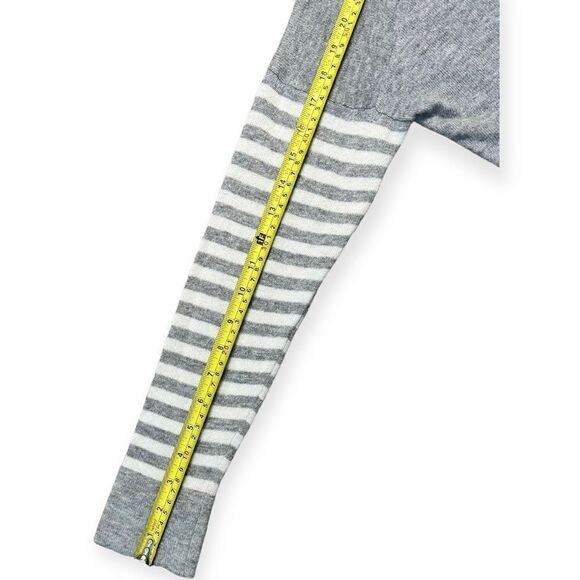 BCBGeneration Sweater Womens Small Wool Shawl Collar Academia Prep Gray Striped - Picture 6 of 11